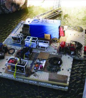 Work materials on a floating work platforms