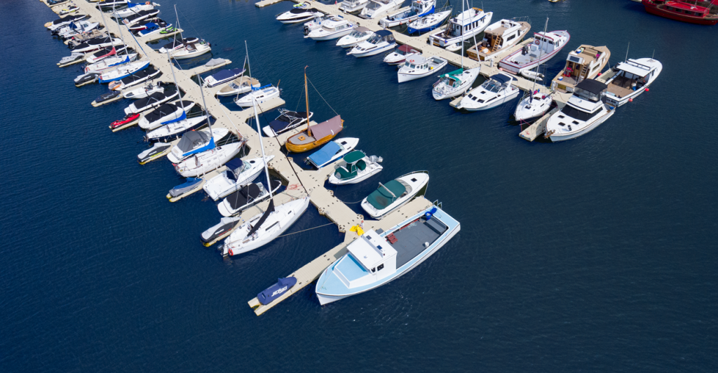 Floating dock with multiple boat ports