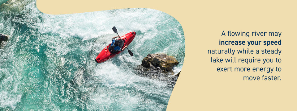 A kayaker in white water conditions. 