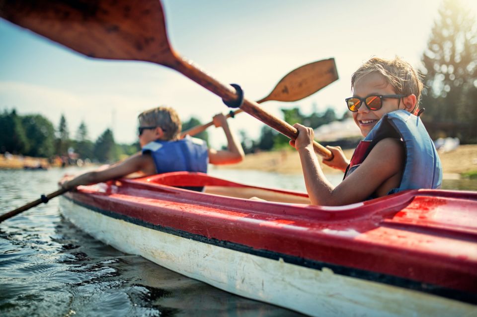 Two young boys kayaking