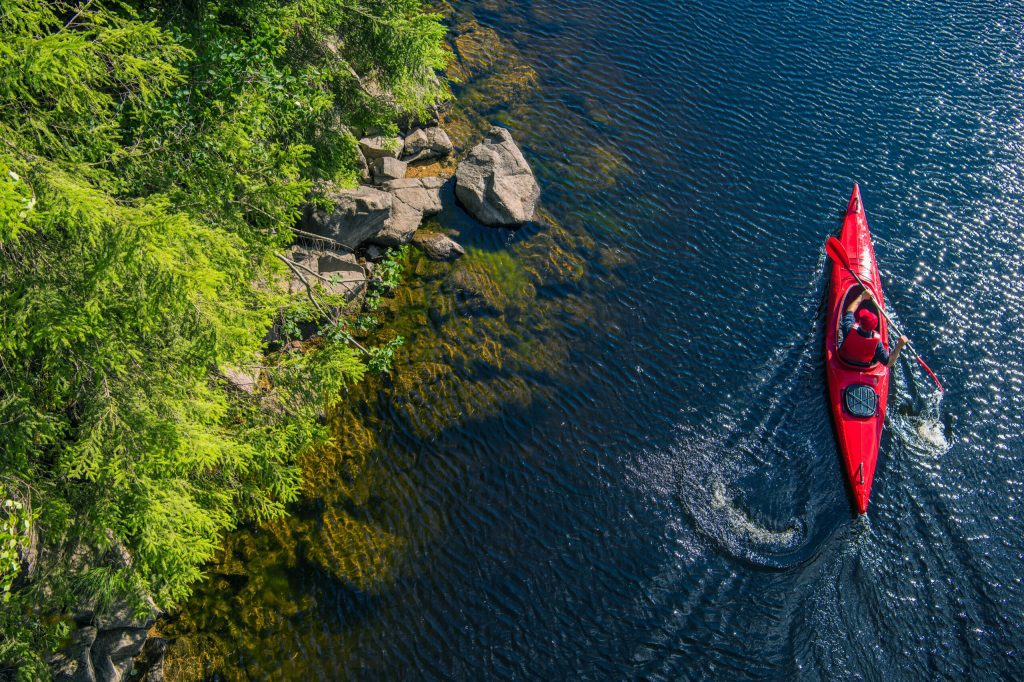 Man kayaking in a river