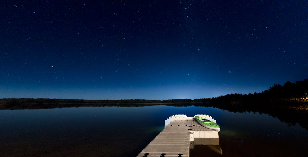 Floating dock at night