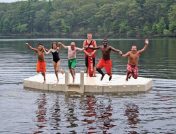 Kids jumping off dock