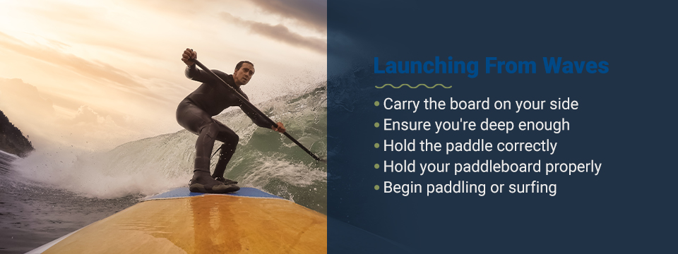 Tips for launching a paddleboard from waves