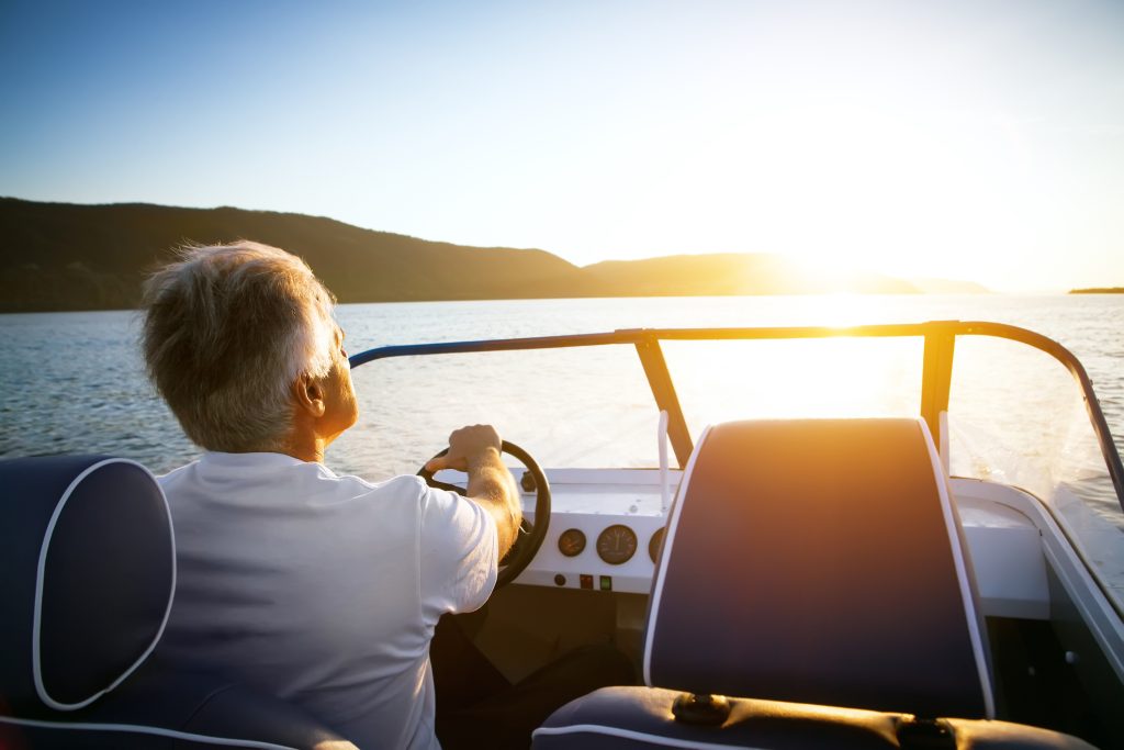 Man driving boat